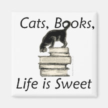 La vida de los libros de los gatos es dulce iman de nevera