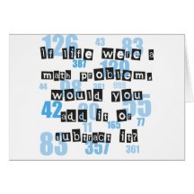 La vida es como matemáticas tarjetas