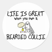 La vida es grandes pegatinas barbudos del collie