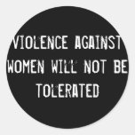 la violencia contra mujeres no será tolerada pegatina redonda