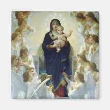 La Virgen con ángeles, Guillermo Bouguereau Imán De Frigorífico
