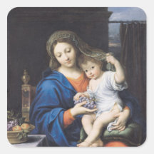 La Virgen de las uvas, 1640-50 Calcomanía Cuadrada Personalizada