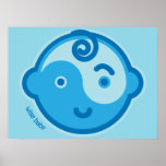La yoga habla al bebé: Impresión sabia azul del be Poster