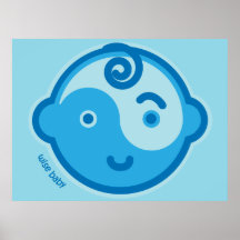 La yoga habla al bebé: Impresión sabia azul del be Poster