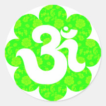 La yoga OM en Lotus se pone verde Pegatina Redonda