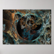 Laberinto del azul de oro - arte del fractal poster