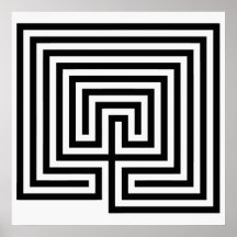 Laberinto del Cretan en blanco y negro Posters