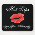 "Labios calientes" en Mousepad negro Alfombrilla De Ratón