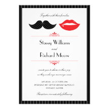 Labios e invitación del boda del bigote
