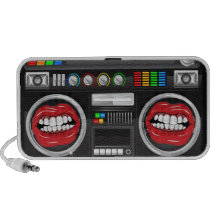 labios retros de la boca del gruñido del arenador  notebook altavoz