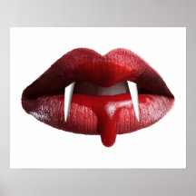 Labios rojos del lápiz labial del vampiro sangrien poster