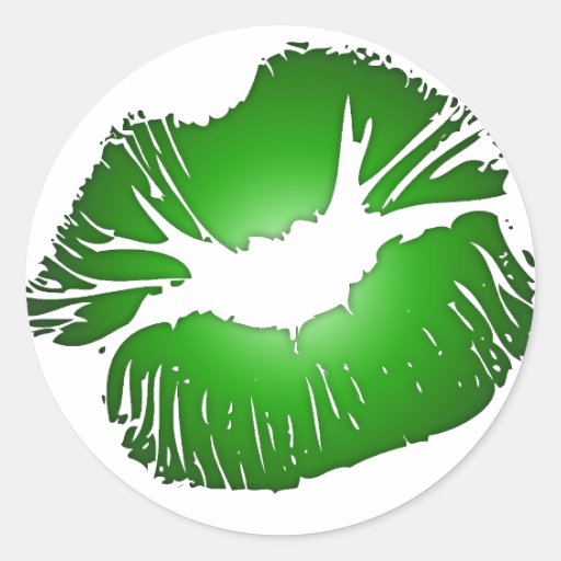 Labios verdes grandes pegatinas  