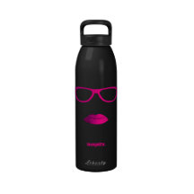 Labios y vidrios Geeky de las rosas fuertes Botella De Agua Reutilizable