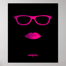 Labios y vidrios Geeky de las rosas fuertes Poster