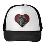 Labradoodle negro con el corazón gorro de camionero