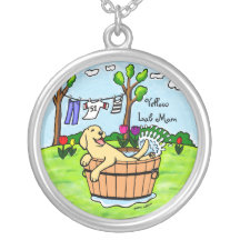 Labrador amarillo personalizado que baña el dibujo grimpola