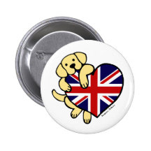Labrador amarillo y dibujo animado del corazón 2 d pin
