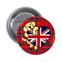Labrador amarillo y tartán del dibujo animado del  pins