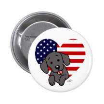 Labrador negro y dibujo animado del corazón 1 de l pins