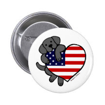 Labrador negro y dibujo animado del corazón 2 de l pins