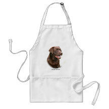 Labrador retriever del chocolate delantales