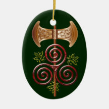 Labrys, espiral triple, y acebo - ornamento 2Green Ornamentos Para Reyes Magos