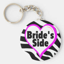 Lado de las novias (rayas de la cebra del corazón) llavero personalizado