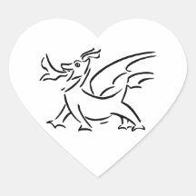 lado feliz del esquema del negro del dragón pegatinas corazon