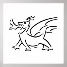 lado feliz del esquema del negro del dragón impresiones