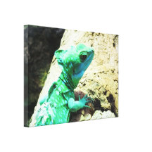 Lagarto verde del basilisco impresión en lona estirada