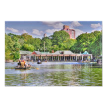 Lago y casa barco central Park Fotografía