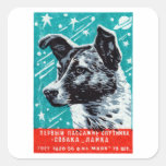 Laika 1957 el perro del espacio calcomania cuadrada personalizada