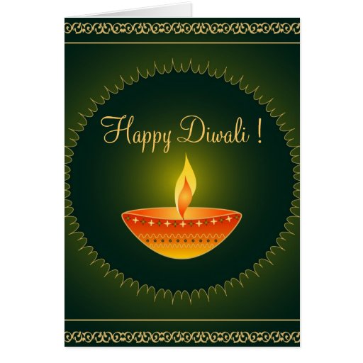 Lámpara en verde - tarjeta de Diwali