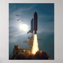 Lanzamiento del descubrimiento del transbordador e poster