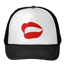 Lápiz labial rojo del vampiro gorras