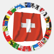 Las banderas de los cantones de Suiza Etiqueta Redonda