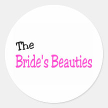 Las bellezas negro y rosa de las novias pegatina redonda