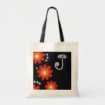 Las bolsas de asas cones monograma:: Flores rojas