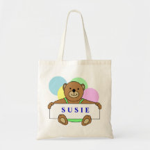 Las bolsas de asas personalizadas del oso de peluc