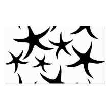 Las estrellas de mar modelan en blanco y negro. tarjetas personales