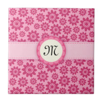 Las flores caprichosas rosadas de Monogramed tejan azulejos
