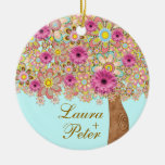 Las flores rosadas del árbol le agradecen boda - o ornamentos de navidad
