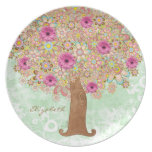 Las flores y árbol rosados florecientes - platee e plato