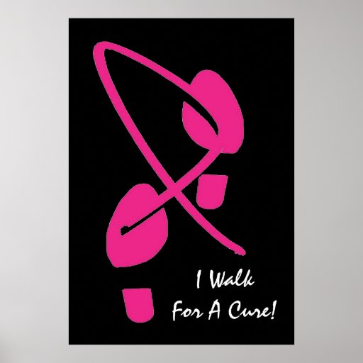 Las huellas rosadas de la cinta camino para una cu poster