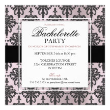 Las invitaciones negras del fiesta de Bachelorette Comunicado Personalizado