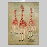 Las jirafas del rosa rojo personalizaron Notecard tarjetas
