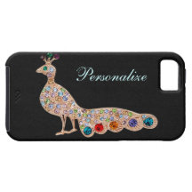 Las joyas del diamante del pavo real personalizaro iPhone 5 funda
