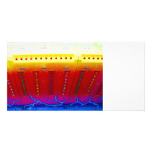 las luces amarillas rojas del azul w del paseo jus tarjetas fotográficas personalizadas