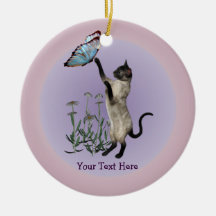 Las margaritas de la mariposa del gato siamés pers adornos de navidad