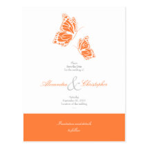 Las mariposas anaranjadas simples ahorran el boda  postal